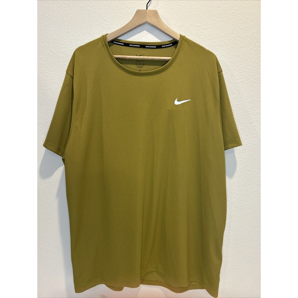 Nike Miler DriFit UV Short Sleeve Pacific Moss Run Size XXL Mens New DV9315-307